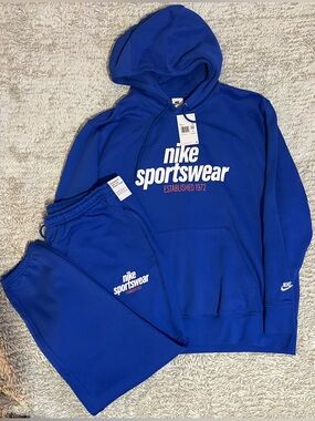 Nike Royal Blue Hoodie & Jogger Set with White Branding